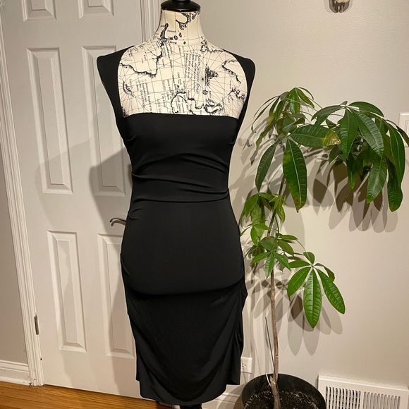 Vintage Y2k Studio Ruched Cutouts Keyhole Fit Bodice Pencil Rave Open back work - Picture 1 of 5